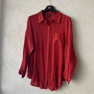 Torrid Crinkle Gauze Button Down Color: Lava Red size 2